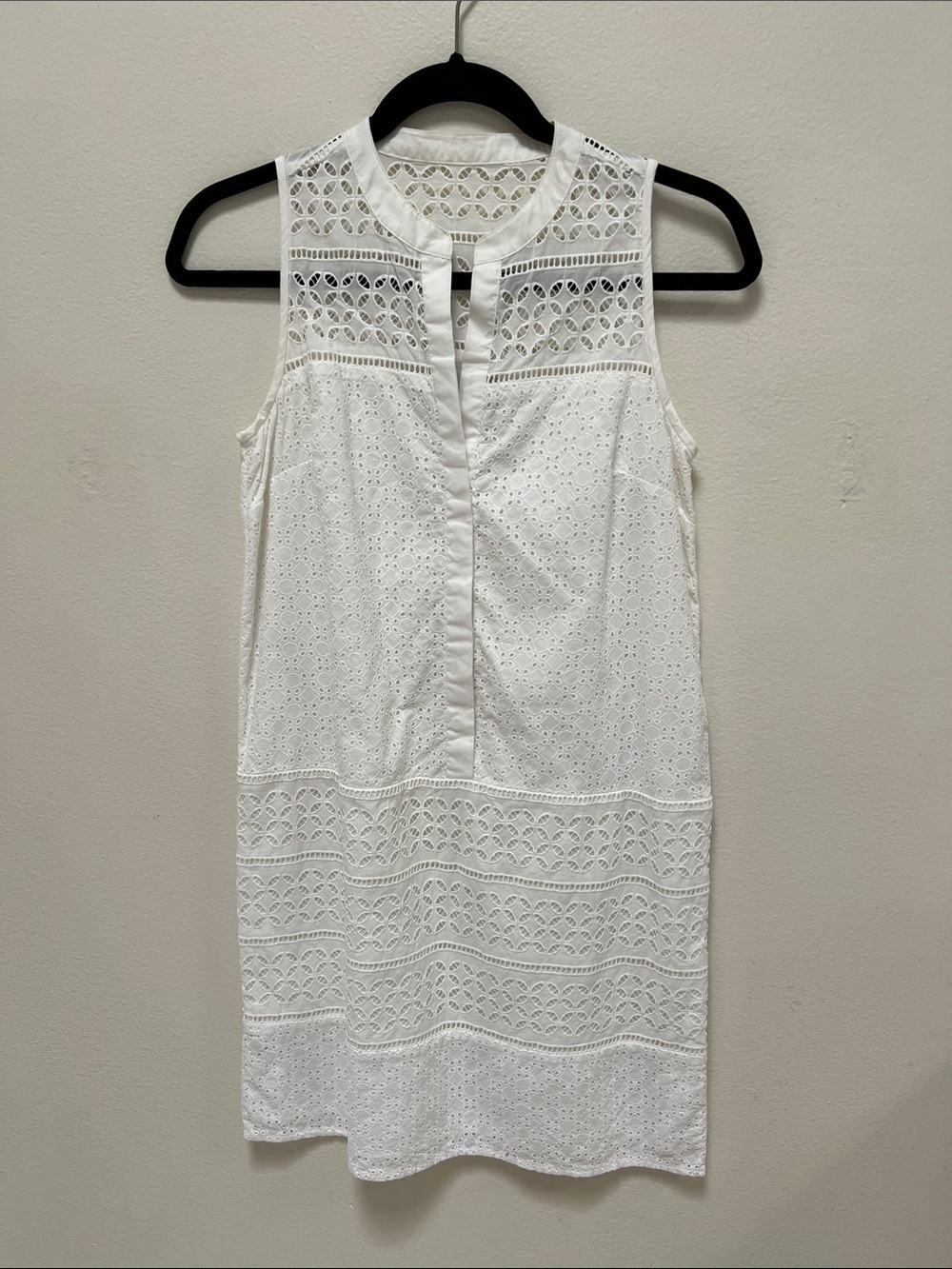 LOFT Eyelet 100% cotton white lace button down dress size:0